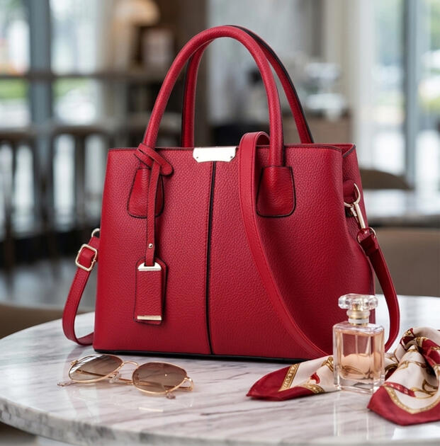 UntitledRed Hot Elegance: The Perfect Everyday Top-Handle Shoulder Bag 🎒✨