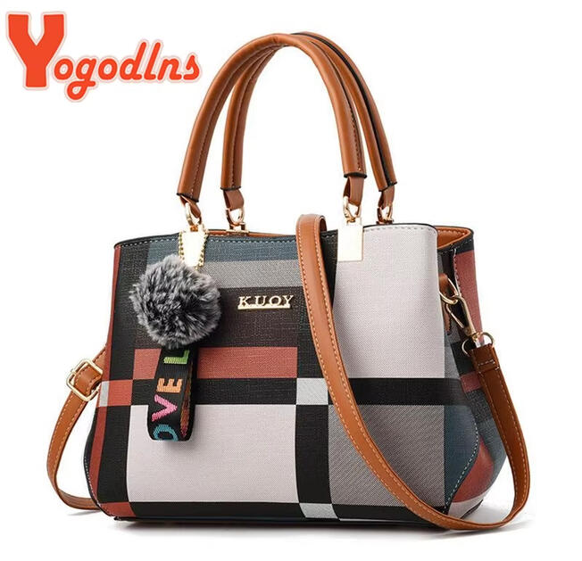 Chic Plaid Top-Handle Satchel Bag